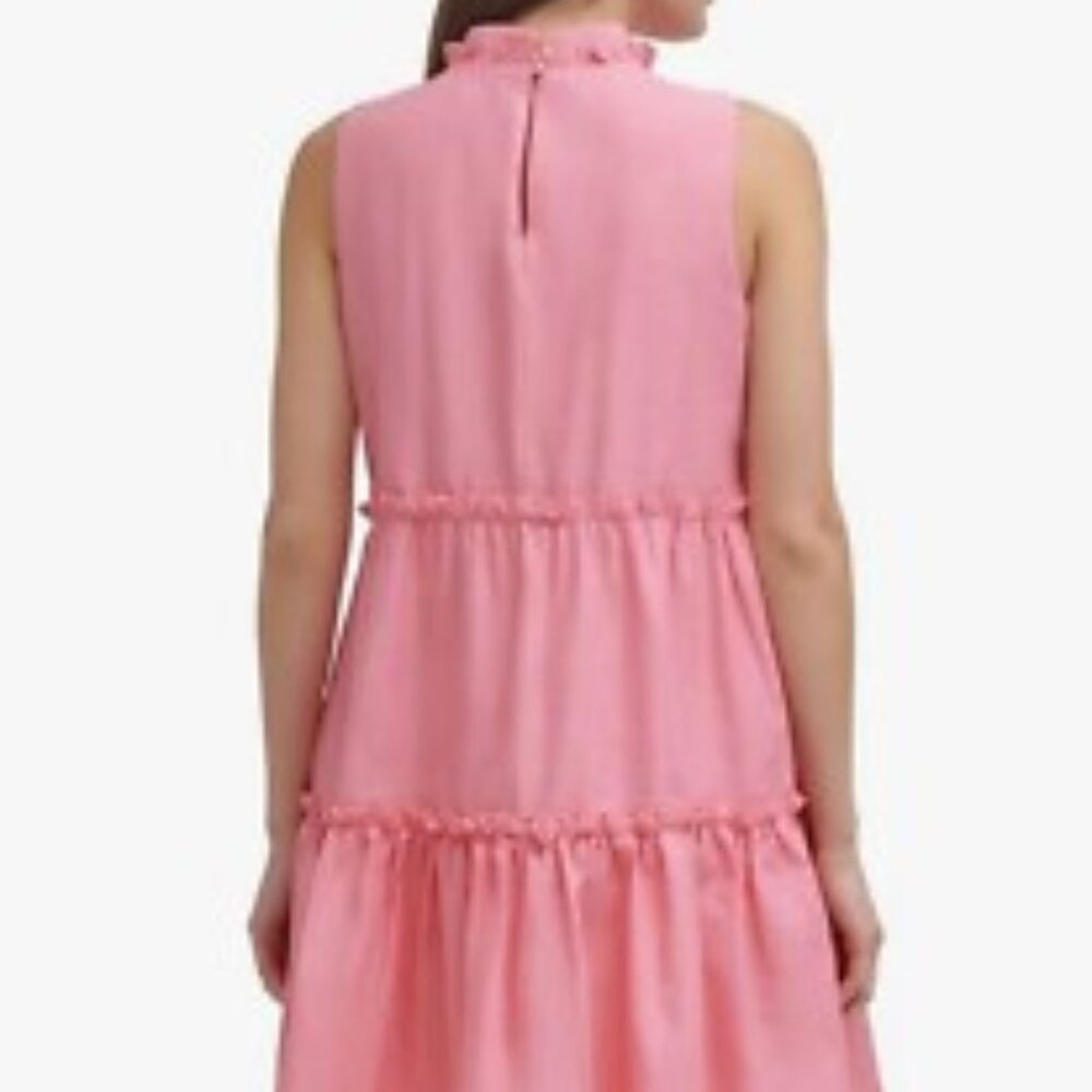 Like New Vince Camuto Highneck Tiered Shift Dress in Pink Sz 8 - Picture 3 of 11
